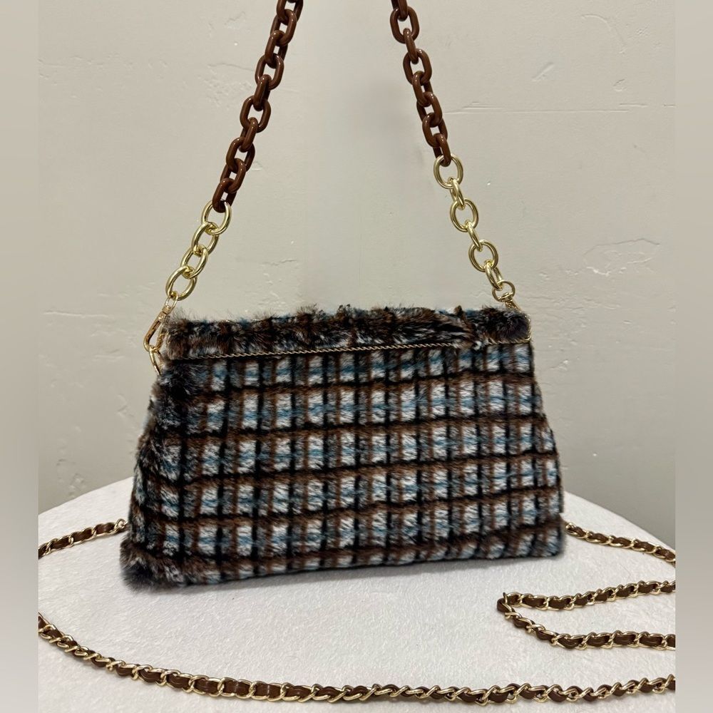 Unique Rex Rabbit Fur Handmade Push Lock Frame Clutch Bag, Crossbody Bag